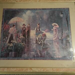 Bette Hobert-Telles Thru God's Grace Signed Framed Art Print People Floral
